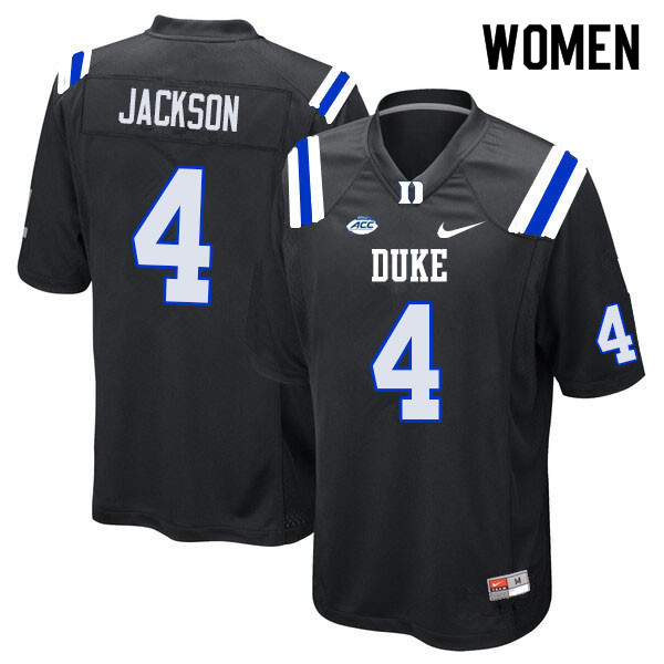 Women #4 Deon Jackson Duke Blue Devils College Football Jerseys Sale-Black - Click Image to Close